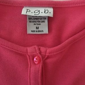 PGB pink palm tree button sweater size medium